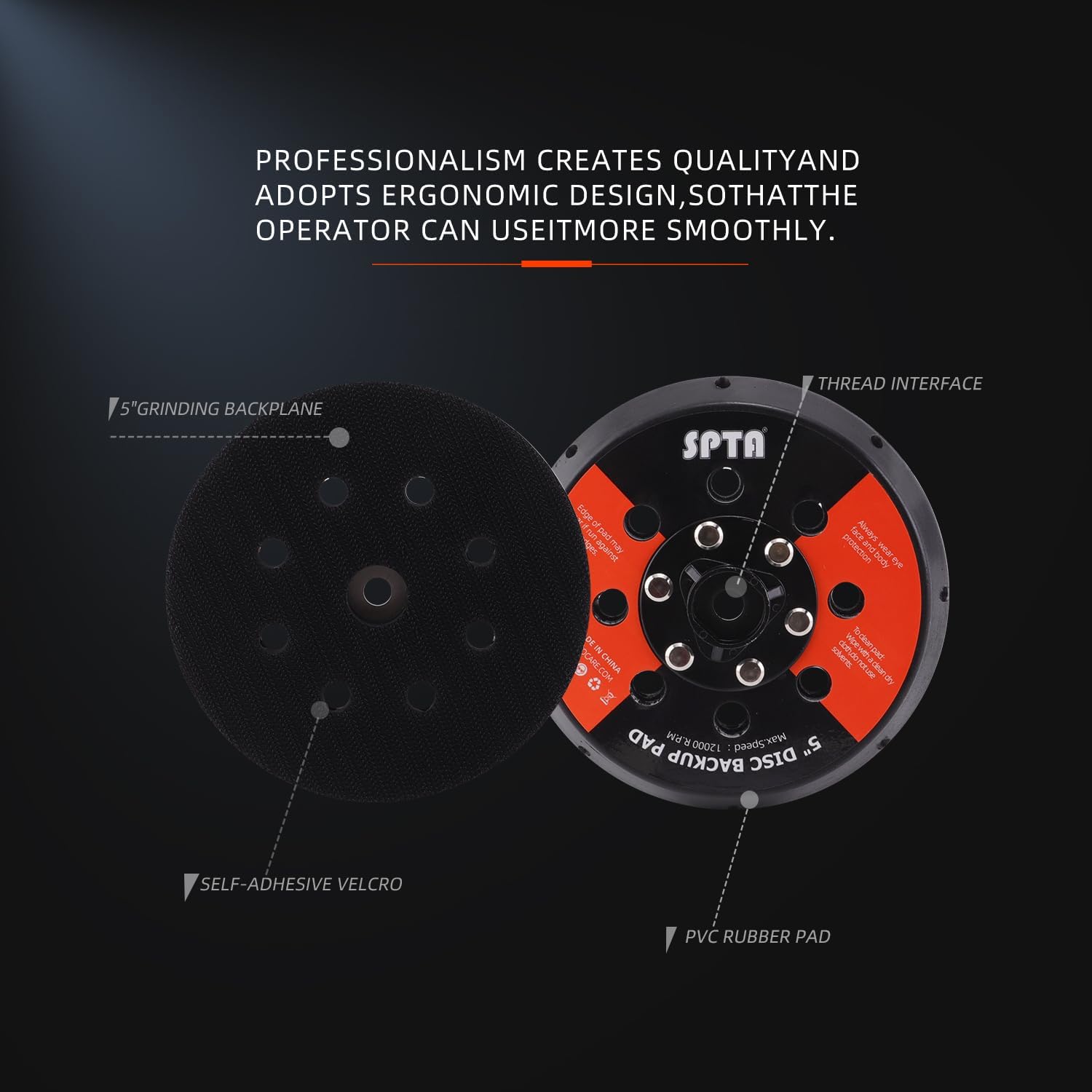 SPTA 2Pcs 5Inch Universal Dual Action Backing Plate, Backing Plate for DA Polisher,Hook & Loop, 5/16"-24 Thread,Fits DA Polishers Up to 12,000 OPM, Sand, Buff, Polish & Finish, Auto Detailing - Image 3