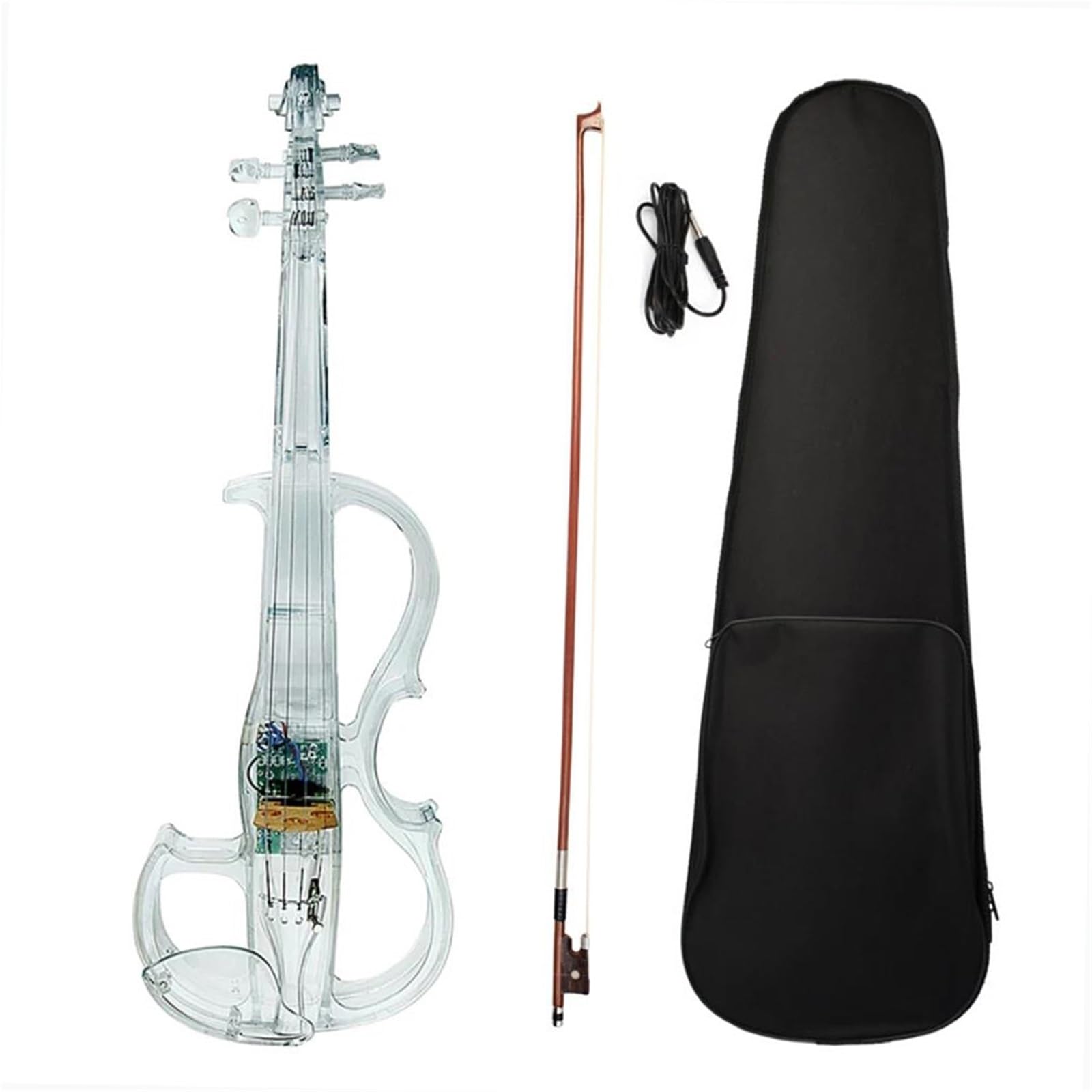 Kit De Démarrage De Violon Violon Électrique Lumineux 4/4 Lumières LED Colorées En Acrylique Performance Réelle Avec Étui Pour Écouteurs(A)