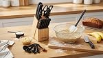Farberware 22-Piece Never Needs Sharpening Triple Rivet High-Carbon Stainless Steel Knife Block and Kitchen Tool Set, Black