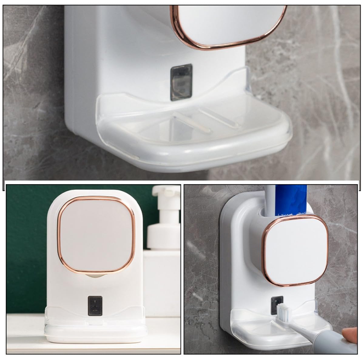 Distributeur de Dentifrice Capteur Extrudeuse Automatique Étagère Murale pour Salle de Bain