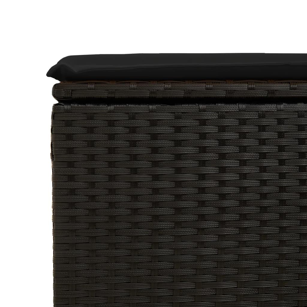 vidaXL Taburete de jardín con cojín Negro 55x55x37 cm ratán sintético