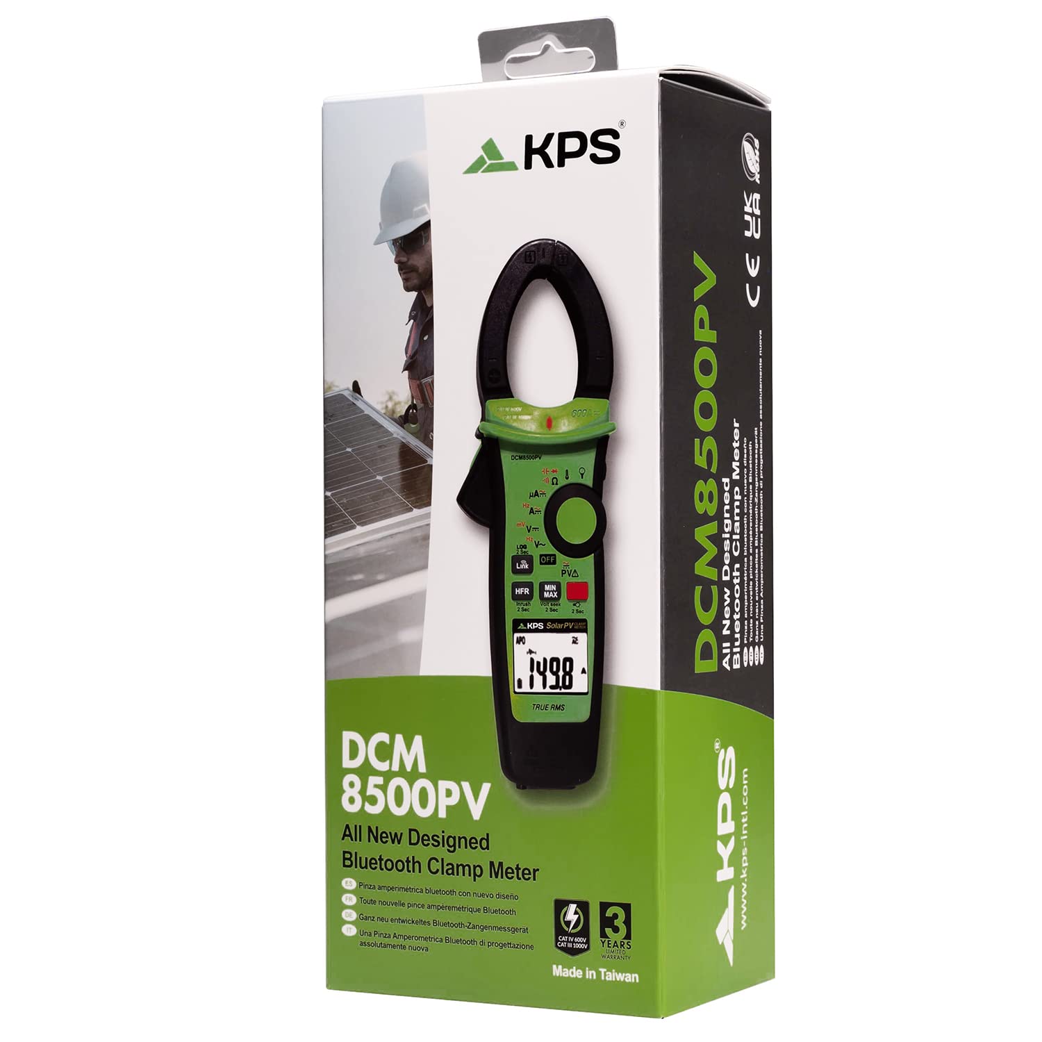 Pinza Amperometrica TRMS con Bluetooth KPS-DCM8500PV 1500VAC 2000VDC 600A 4000µA DC Solari
