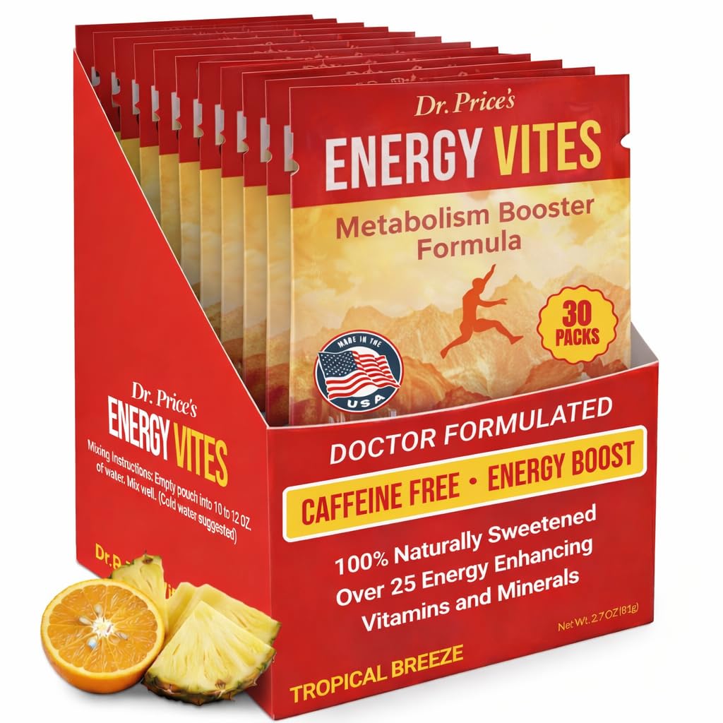 Energy Powder Packets – 30 Count | Energy Vites with Vitamin B12, Amino Acids & CoQ10 | Sugar Free, Gluten Free, Non-GMO Supplement for Men & Women
