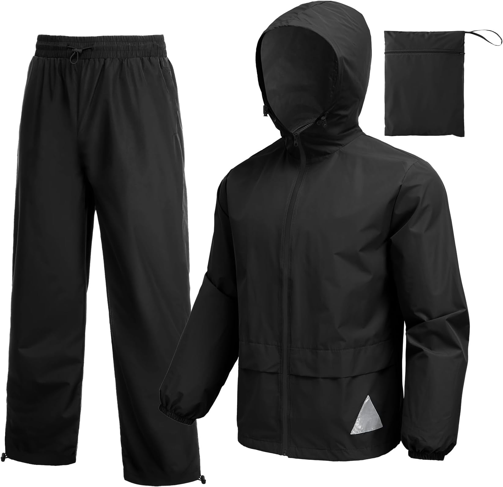 Men's Rain Suit 2 Piece Waterproof Breathable Rain Gear Lightweight Rain Jacket Pants Rainwear Suit
