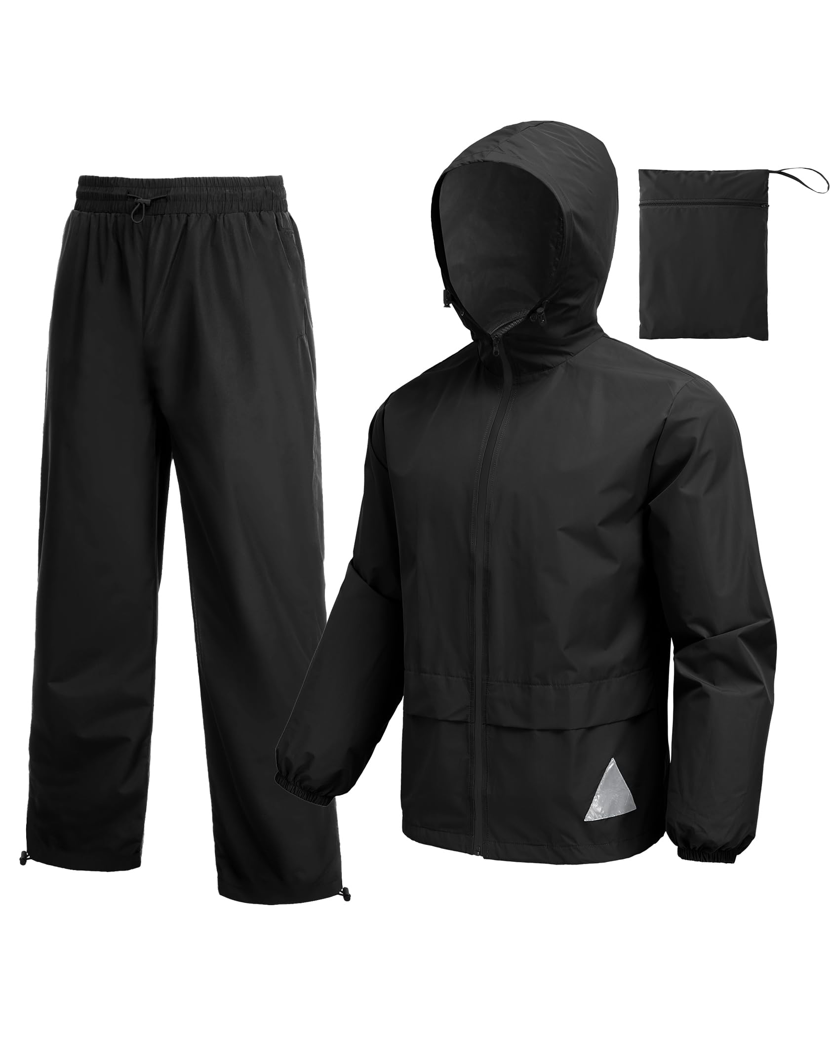 COOFANDY Men's Rain Suit 2 Piece Waterproof Breathable Rain Gear Lightweight Rain Jacket Pants Rainwear Suit