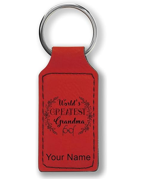 LaserGram Rectangle Keychain, World's Greatest Grandma, Personalized Engraving Included