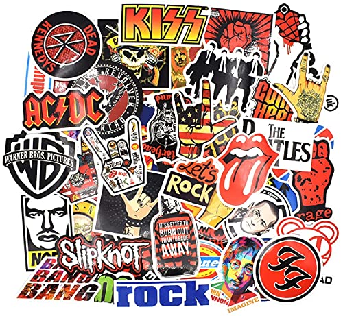 Riao-Tech 55pcs Rock Band Punk Music Vintage Stickers for Laptop Guitar Travel Case Waterproof (Vintage-A)
