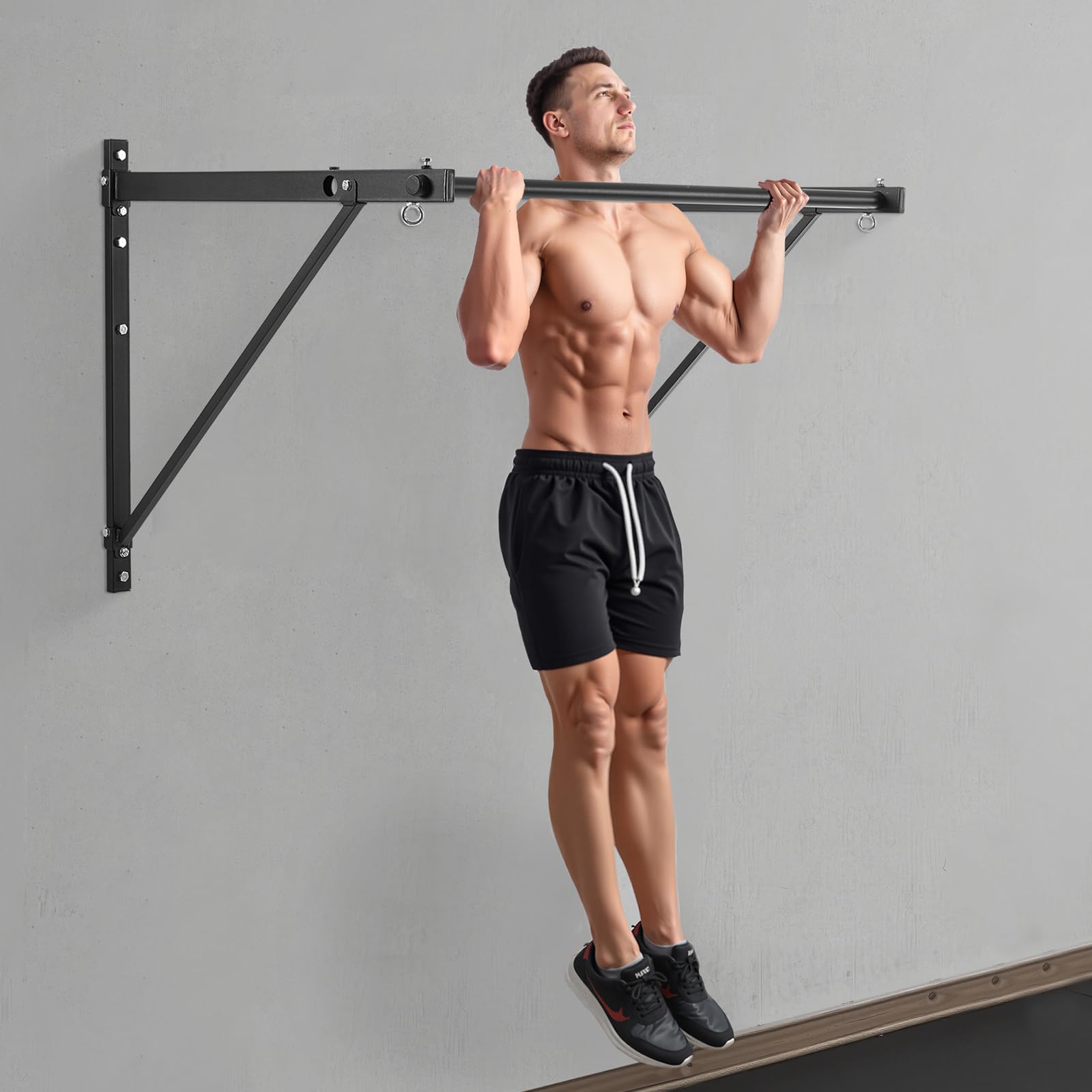 VEVOR Barre de traction, 1276 mm, barre de fitness murale, profondeur réglable de 55 ou 76 cm, en acier robuste, charge de 200 kg, station d'entraînement pour tractions, pour salle de sport à domicile
