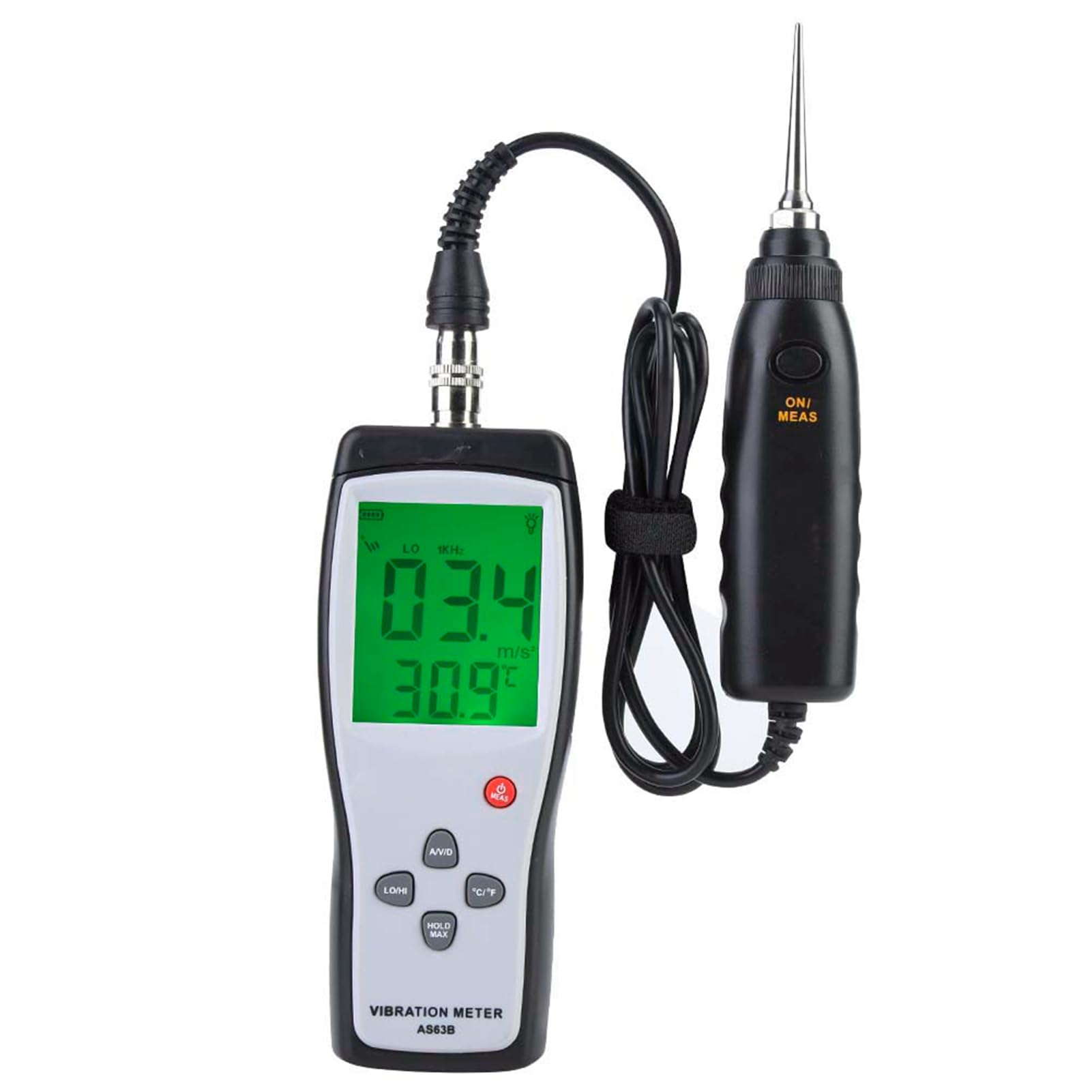 FTVOGUE Vibrationsanalysator-Tester, LCD-Vibrationsmessgerät mit Piezoelektrischem Wandler, Industrielles Vibrometer für die Maschinenwartung, Frequenzbereich 10 Hz–15 KHz, Kompaktes Tragbares Design