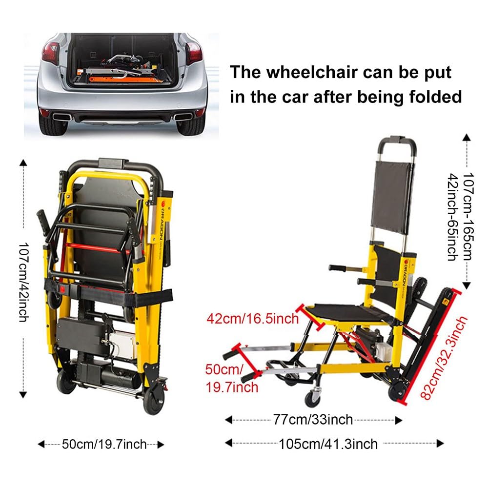 Elektrischer Rollstuhl Treppensteiger,Tragbarer Leichter Treppenlift, Handwagen-Treppensteiger elektrisch für Behinderte,kann Treppen hoch-und runtergehen,Zugwagen, Klappwagen