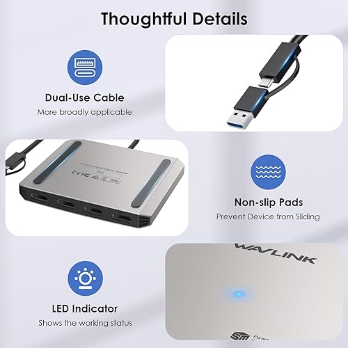 Miniatura 6 de WAVLINK Adaptador USB C a Quad HDMI 4K, universal USB A a HDMI, estación de doble pantalla triple para Windows, Mac M1M2M3M4, Thunderbolt, laptops