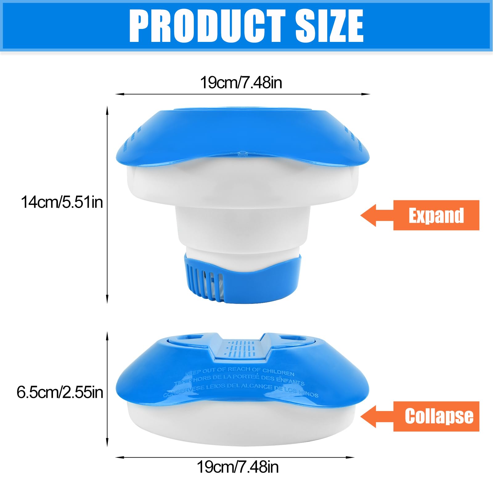 Diffuseur Flottant, Diffuseur Chlore Piscine, Flotteur Chlore Piscine, Distributeur Chlore Spa, Distributeur de Chlore Flottant pour Piscines, Bains à Remous, Spas, Fontaines