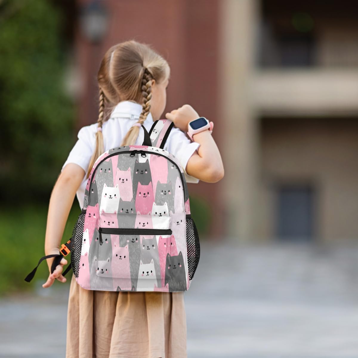 cfpolar Cat Backpack for Girls, Colorful Kitten Waterproof 12 In Kids Toddler Backpack Casual Daypack Kindergarten Preschool Bookbag Travel Bag Snack Bag for Children Back to School
