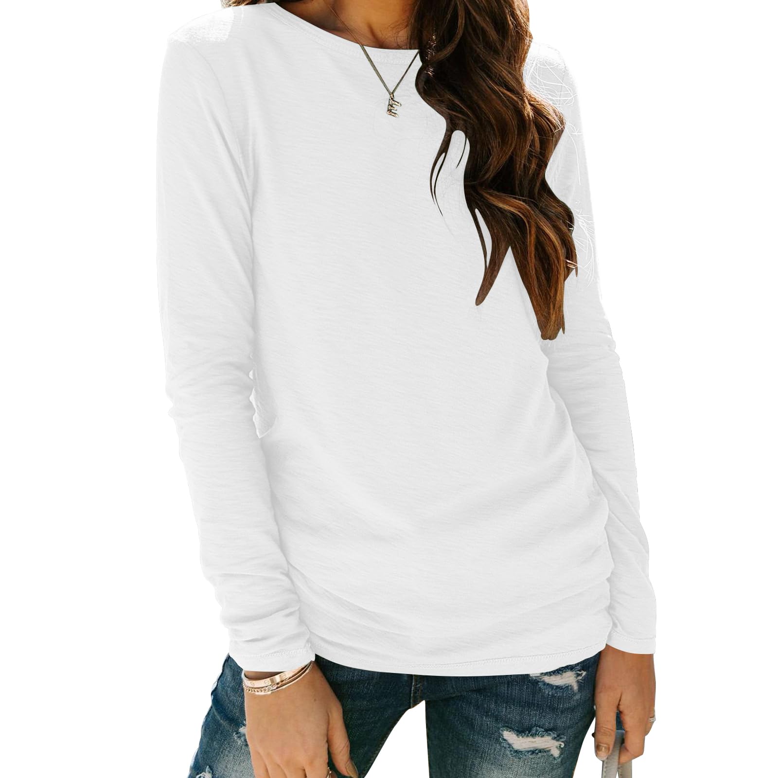 ZEAGOO Damen Langarmshirt Rundhals Langarm T Shirt Casual Basic Longsleeve Oberteile Winter Frühling