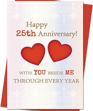 25th Anniversary Card Gifts for Him Her | Funny 25 Year Wedding Anniversary Card for Couple Husband Wife | Best 25th Aday Decorations