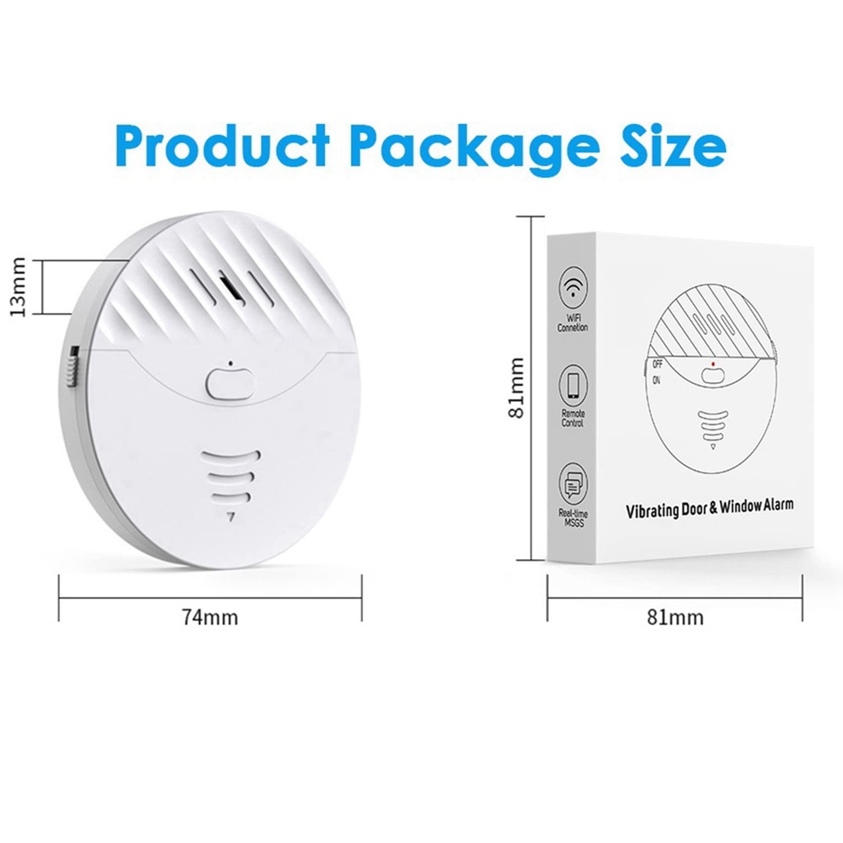 3 x Tuya inteligentny alarm WiFi, czujnik wibracji drzwi i okien, alarm ochrony bezpieczeństwa, działa z Alexa, Smart Life (biały)