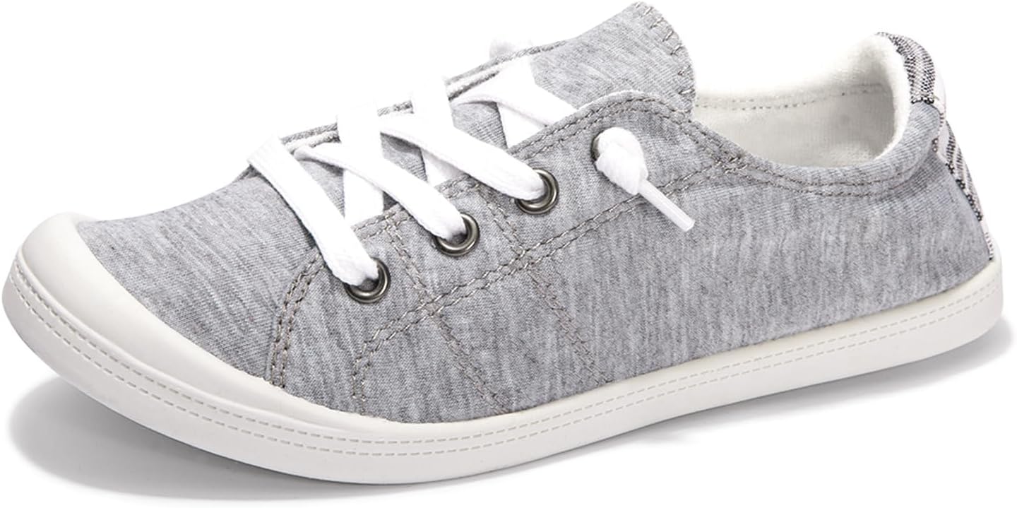 Womens Slip On Shoes, Comfort Canvas Sneakers with Low Top, Casual Fashion Shoes for Women Walking with Non Slip Rubber Outsole