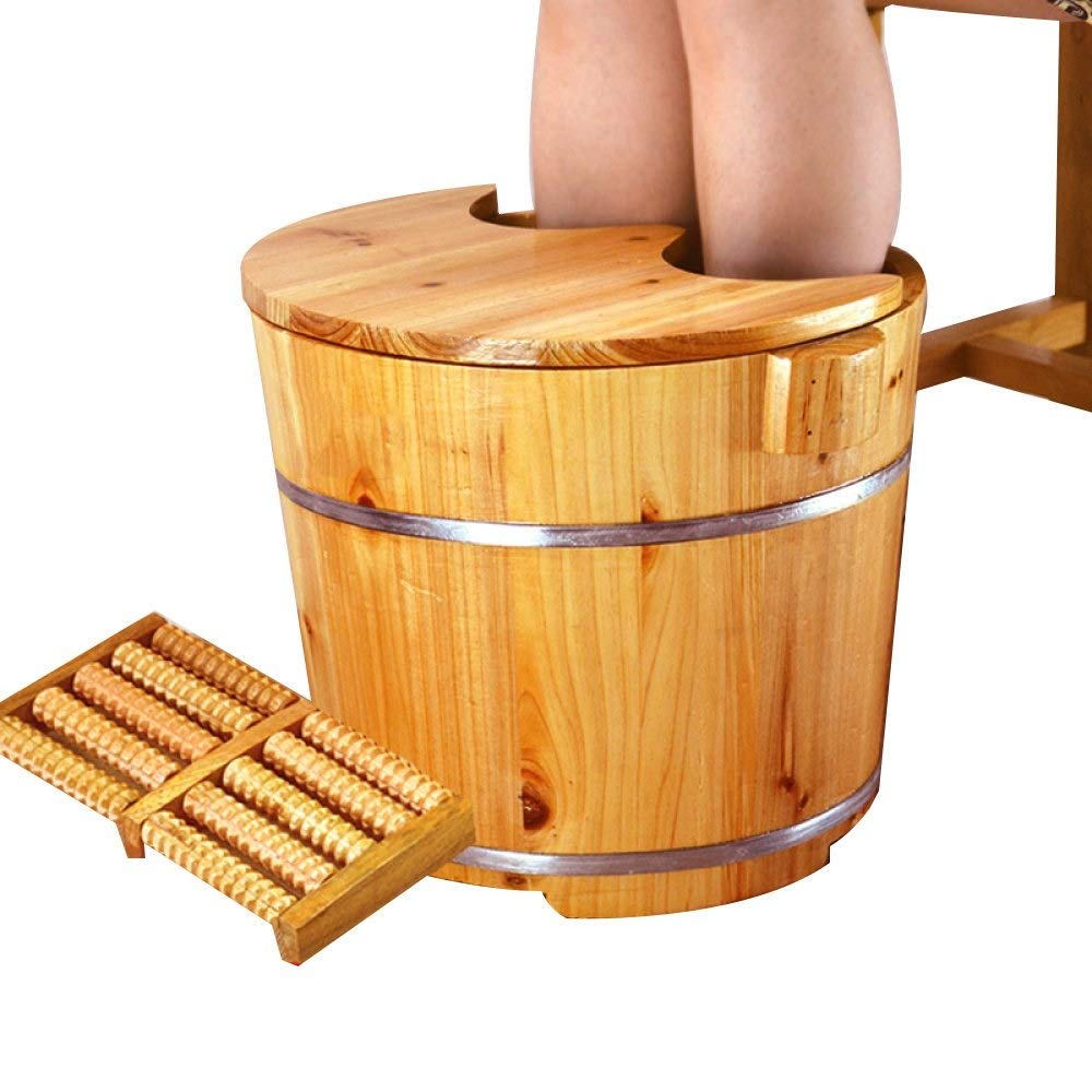Buy LSLMCS Pedicure Basin High 30CM Wooden Foot Bath Foot Bath Barrel
