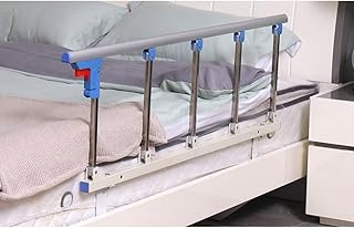 Barra de seguridad lateral plegable para cama de ancianos, asa de asistencia para cama de discapacitados, barra de parachoques de agarre de acero inoxidable de metal para hospital (color: azul, tama