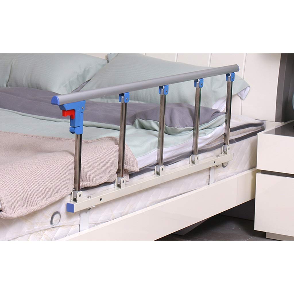 Sponda di Sicurezza Pieghevole per Letto, per Anziani, con Maniglia di Assistenza, per disabili, in Acciaio Inox, per Ospedale (Colore: Blu, Dimensioni: 120x40 cm)