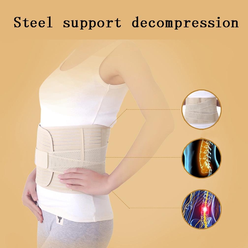 Cinturón de Disco Lumbar Cepa de Disco Lumbar Hernia Lumbar Cintura Fija Cintura médica Caliente Cuatro de Acero Soporte Universal Respirable Confort, L