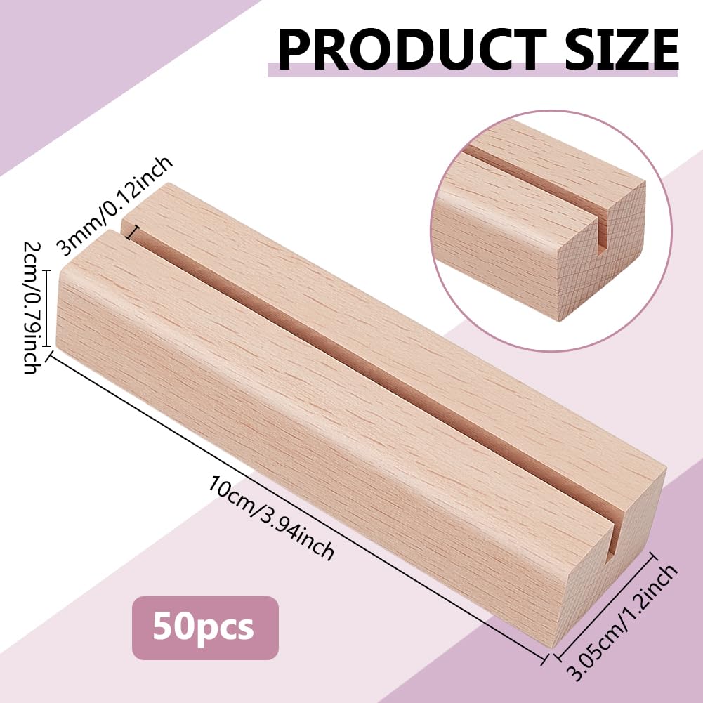 50 Stück Kartenhalter Holz, 100x30.5x20mm Buchenholz Tischkalender-Holz Menükartenhalter Fotohalter Postkartenhalter Für Zeremonien Hochzeiten Partys Heimdekoration