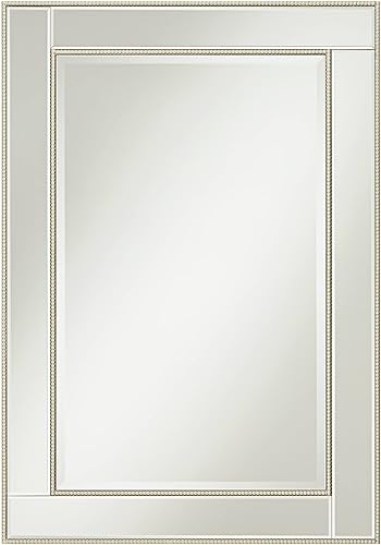 Miniatura 2 de Noble Park Trenta - Espejo de pared rectangular decorativo con borde biselado moderno, marco de cuentas de oro champán, 27 pulgadas de ancho para