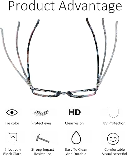 Miniatura 6 de VisionGlobal - Lentes de bloqueo de luz azul para mujer, antifatiga ocular, lectura en computadora, gafas de televisión, elegante marco cuadrado,