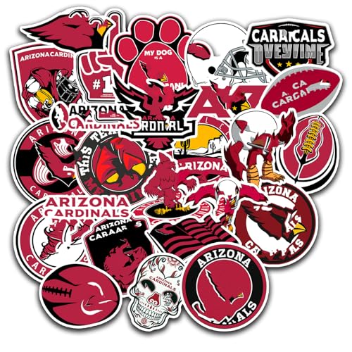 25PCS Arizona Stickers Pack Cardinal - American Arizona Football and Rugby Sport Decals for Phone, Water Bottle, Laptop, Helmet, Skateboard - Waterproof Arizona Gifts for Kids Teens Adults Fans
