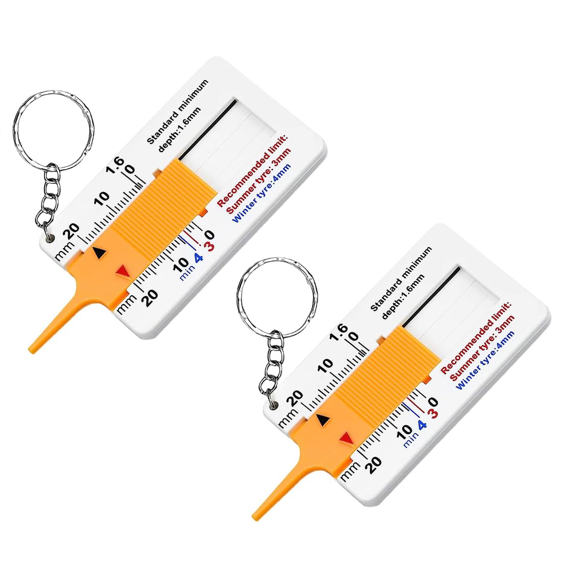 2 PCS Spessimetro per Pneumatici Misuratori Spessore Battistrada profondità del Battistrada 0-20mm Tyre Tread Depth Gauge