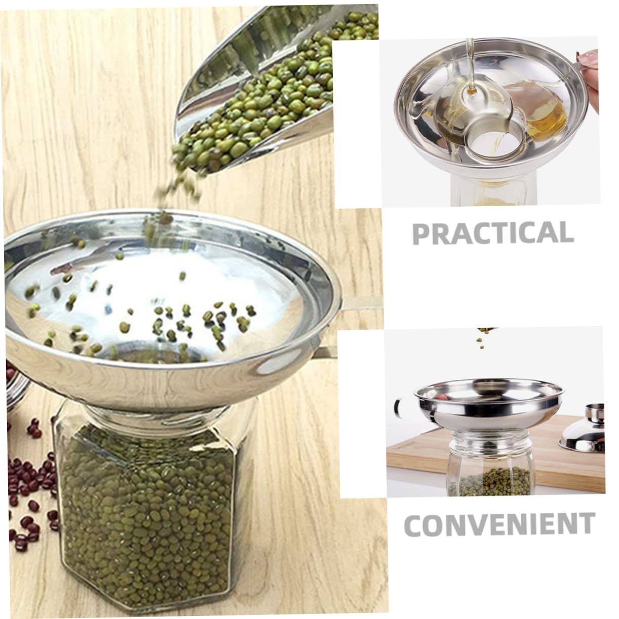 Garneck 4 Set Di Piccoli Imbuti in Acciaio Inox Imbuto Di Riempimento Con Maniglia Ergonomica Per Uso Da Cucina 2 Pezzi * 4