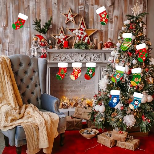 Image of SICOHOME Christmas Cut-Outs for Classroom 4 inchx6 inch Assorted Xmas Stocking Cut-Outs with Glue Point Dots for Winter Bulletin Board Classroom School Party Paper Christmas Decorations