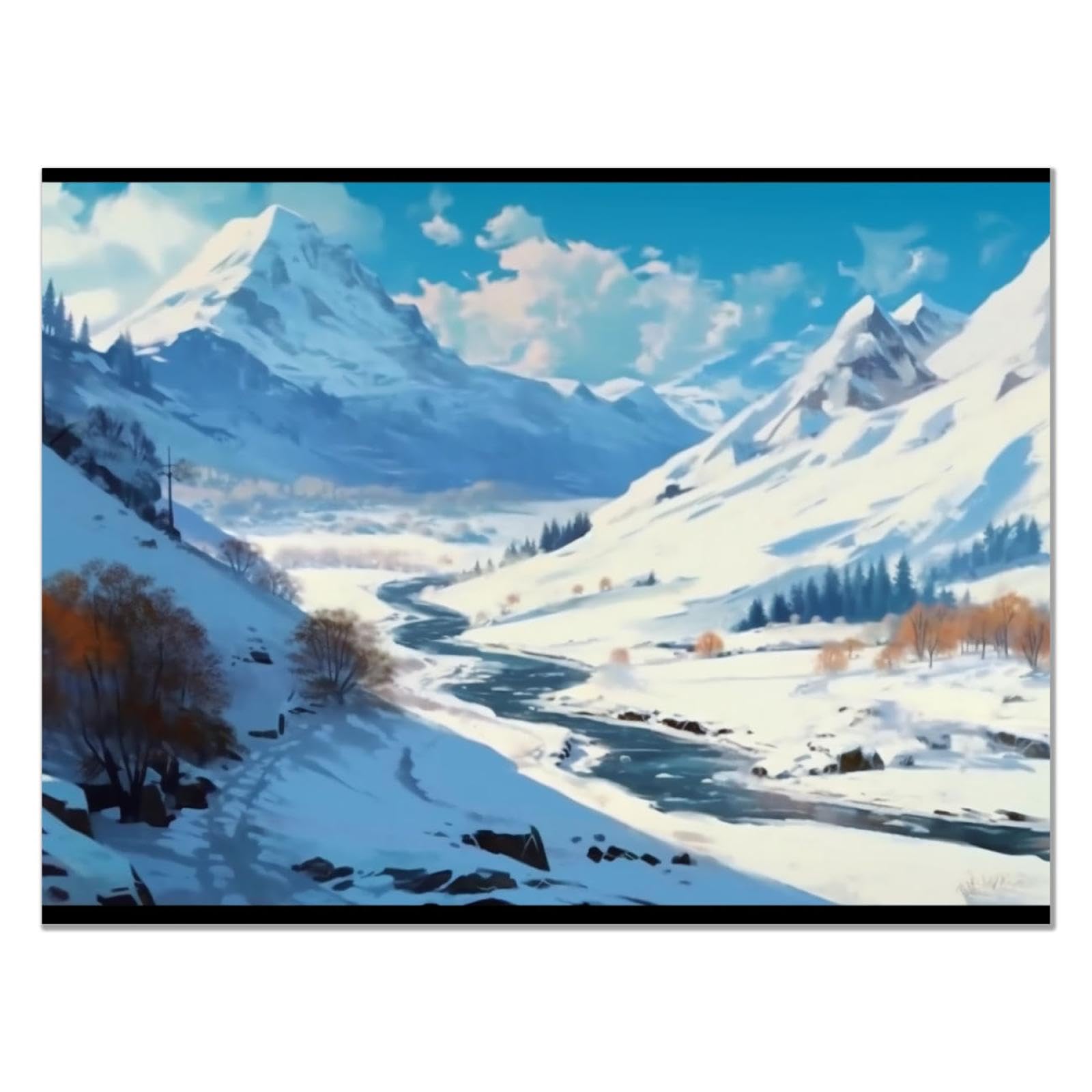 JOSUE Winter Snow Landscape Wall Art Prints, Nature Forest Sunset Blue,brown Large Aesthetic Posters Room Decor For Gallery Living Room Bedroom Bathroom Art Decor -40x60cm Unframed โ image 1