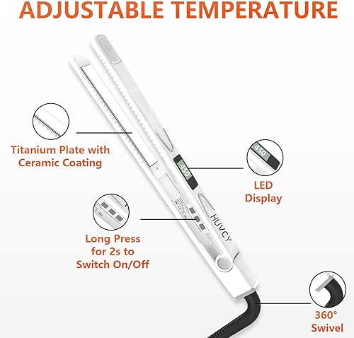 Miniatura 2 de Alisador de pelo de 1 pulgada, alisador de cabello de doble voltaje de calentamiento rápido, plancha plana de titanio, reduce el encrespamiento,