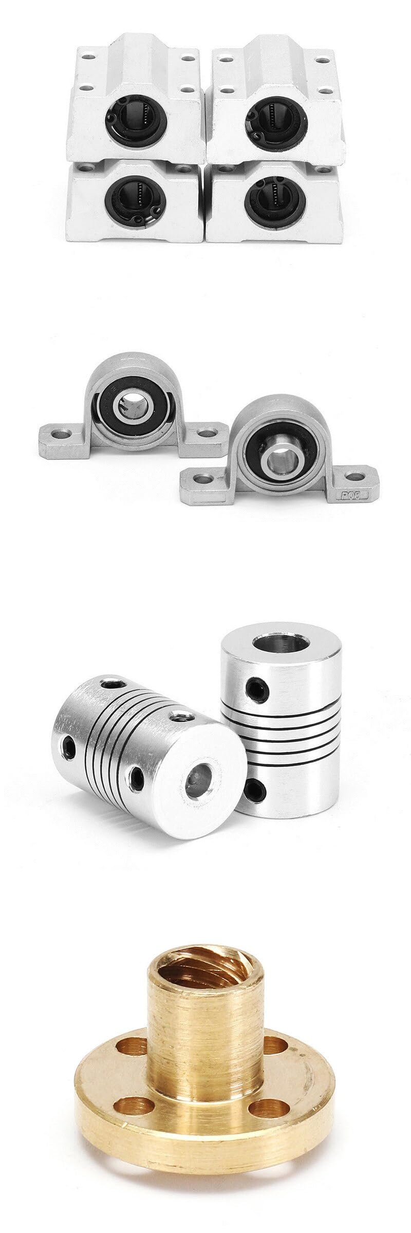 Guide T8 à double plomb pour CNC, rail de guidage linéaire, tige de guidage, coulisseaux, blocs de support de roulement 200, 250, 300, 350, 400, 500 mm (200 mm)