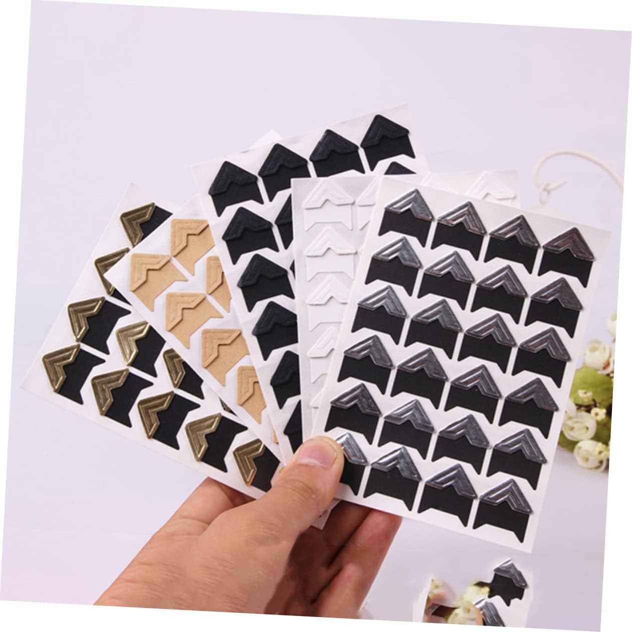 JEWEDECO 3sets DIY Photo Album Stickers Self-Adhesive Corner Stickers for Scrapbook Diary Personal Space 15sheets*3