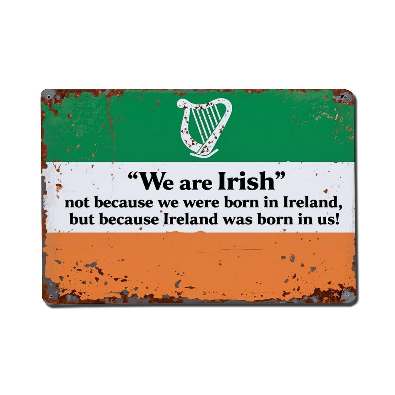 Enderetf Vintage Irish Flag With Harp And Quote Tin Sign Metal Poster, Home Bar Garage Man Cave Cafe Indoor & Outdoor Wall Decoration 8X12inches