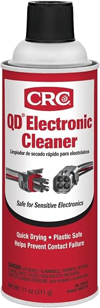 Close-up view of a clean electronic connector after application of CRC 5103 Quick Dry Electronic Cleaner.