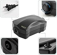 Vista 2 de Aquarium Air Pump Single Outlet/Dual Outlet Adjustable Aerator with Accessories for 10-100 Gallon Fish Tank