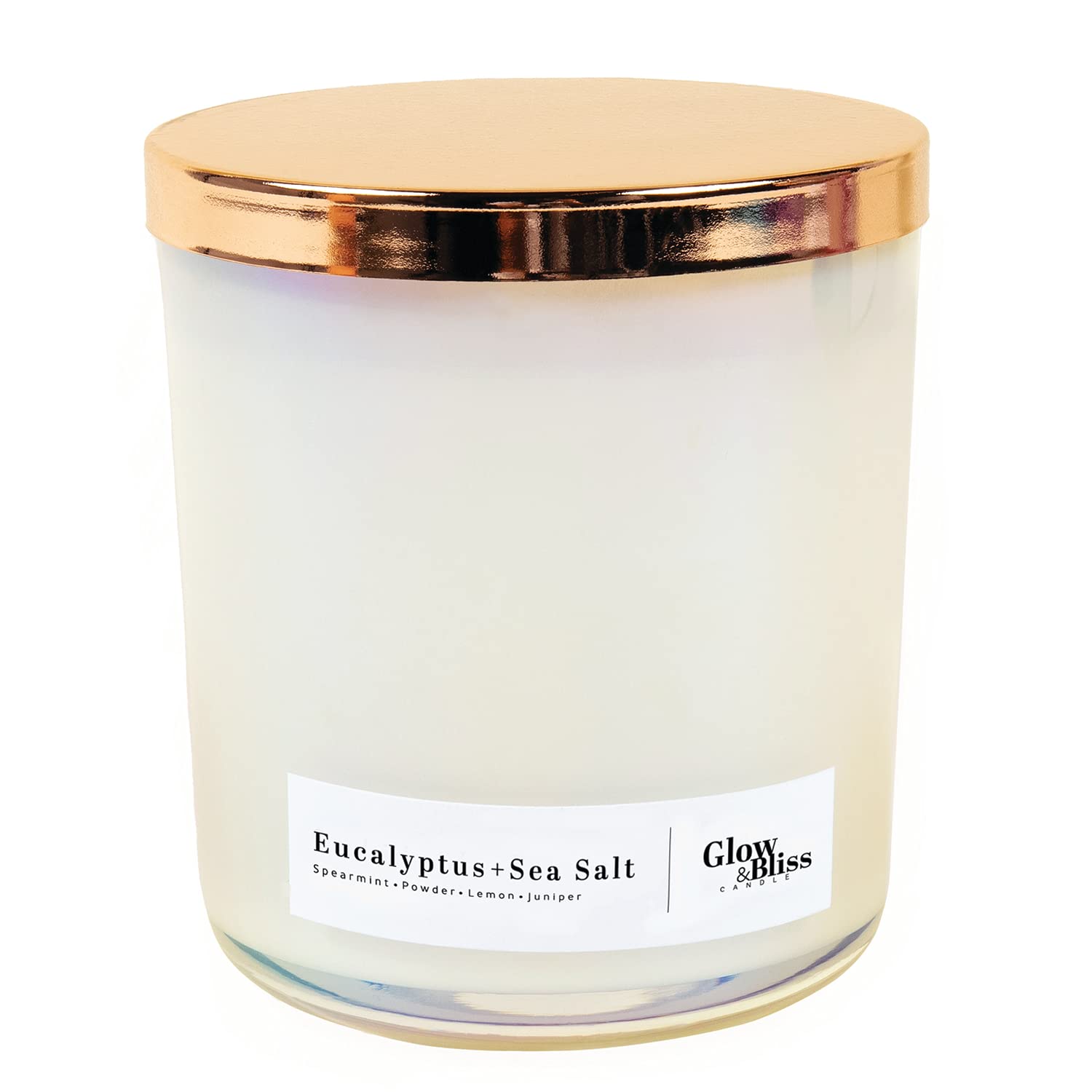 GLOW & BLISSScented Candles - Jar Soy Candles for Home Scented, Wood Wicked Aromatherapy Candles with 70 Hour Burn Time, Hand-Poured & Contain All Natural Ingredients - Eucalyptus Sea Salt (12 oz)