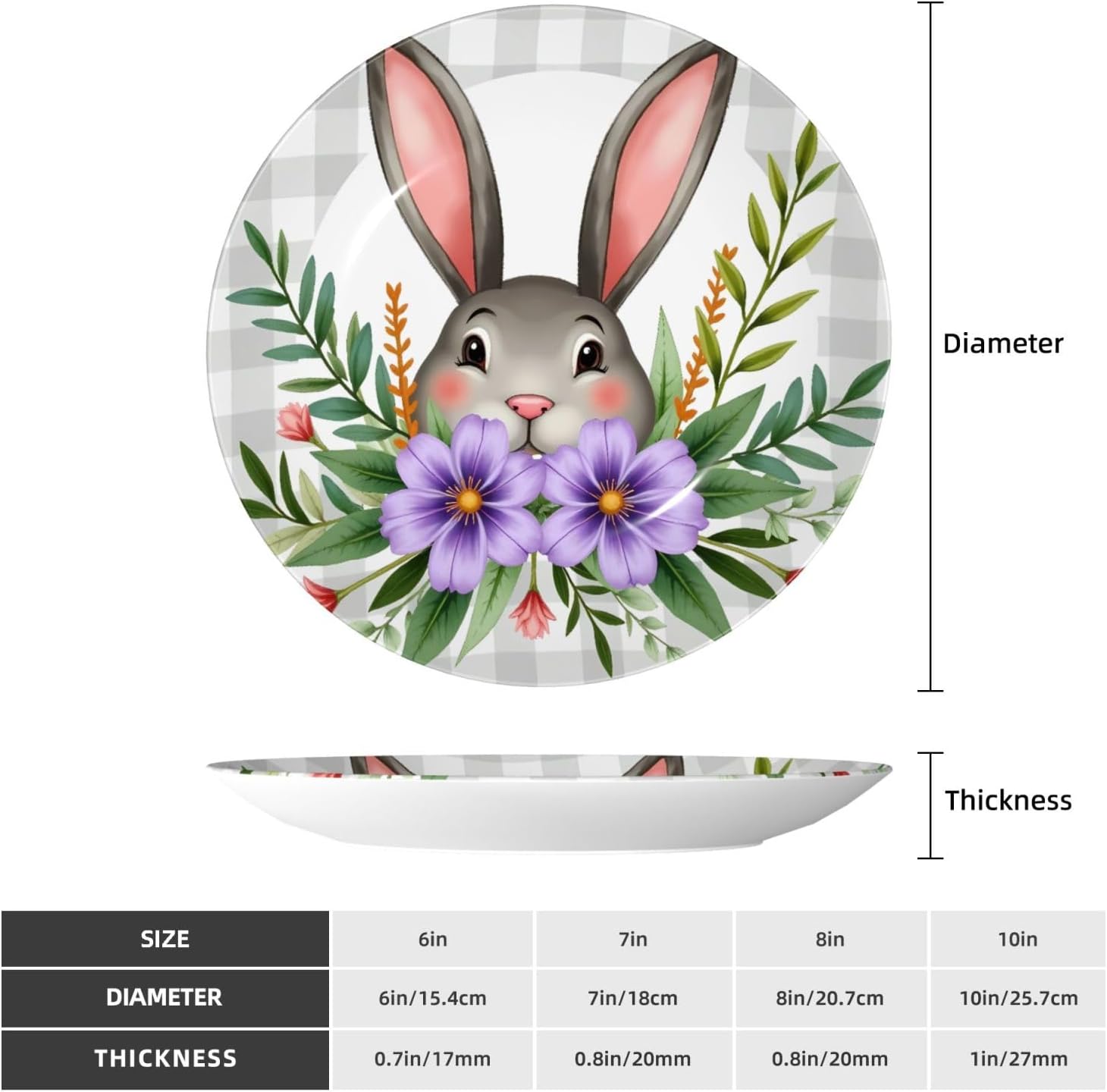 Easter Holiday Art Style Ceramic Plate Display Decorative Plate With Stand Wall Hanging Plate For Home Decor 10 Inch
