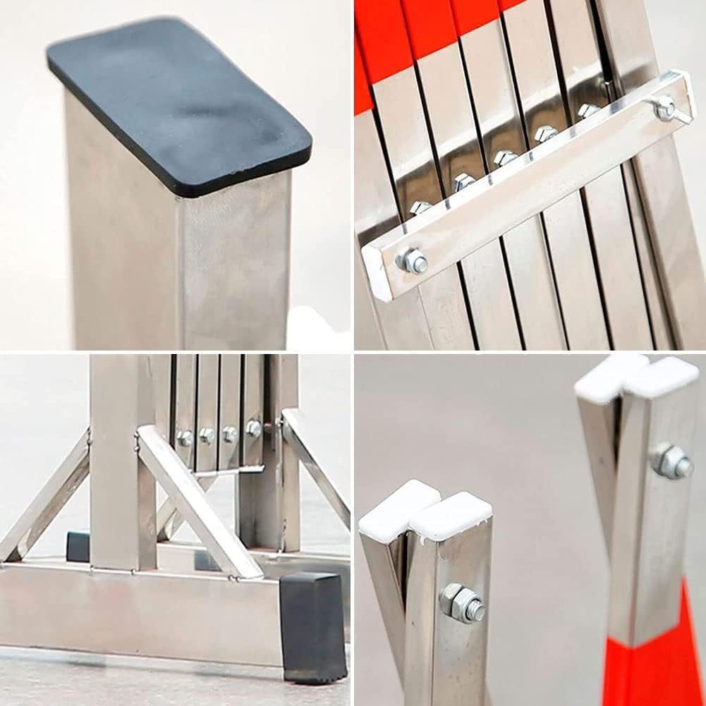 Barriera di sicurezza a fisarmonica retrattile in metallo, flessibile, pieghevole, per vialetto e salvaspazio, colore: rosso e argento, ideale per casa e lavoro