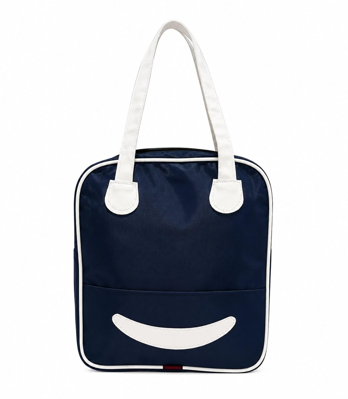 RR DECORE Cute Smiley Face Canvas Tote Bag with Zip Closure,Minimalist Smiley Design Shoulder Tote Bag, Lightweight Canvas Tote Bag with Dual Handles-picture-52