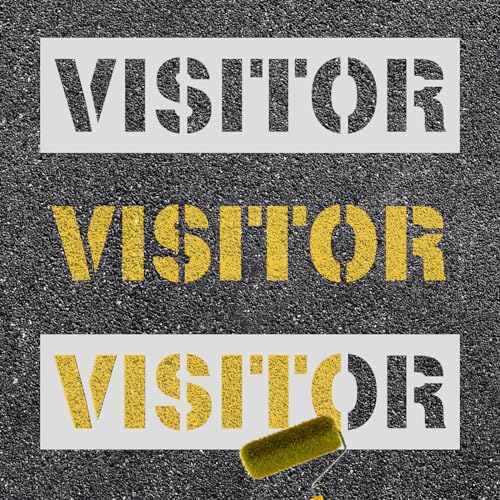 PEUTIER 8 Inch Letter Parking Stencils - Visitor, Reserved, Lot Paint Templates for Guests, Customers, Residents - 2pcs, White