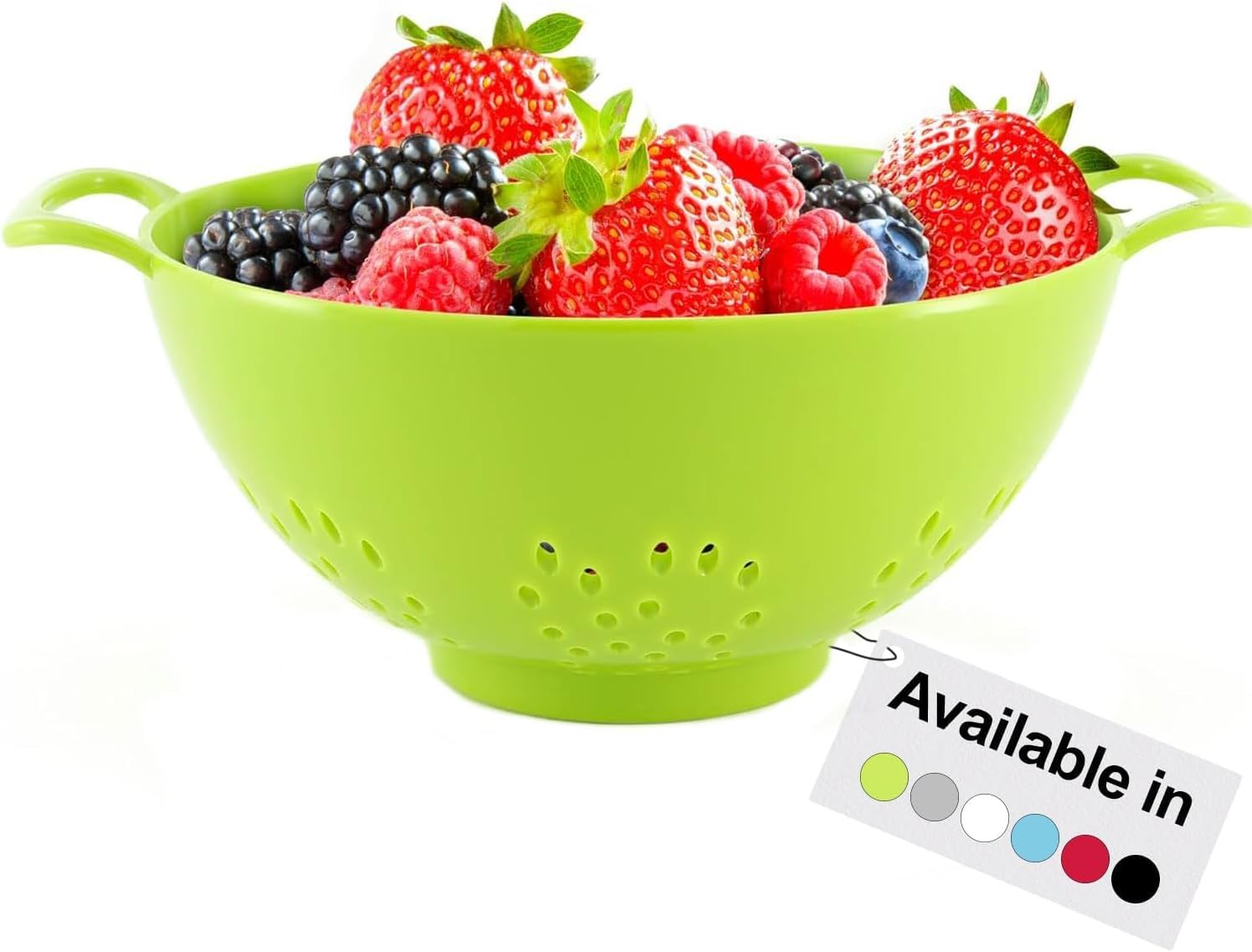 Culinary Elements Meadow Lane 6-inch Small Colander, BPA-Free, Dishwasher Safe, Double Handles, Compact Food Strainer for Berries, Veggies and Pasta, 3-Cup Capacity, Meadow Green
