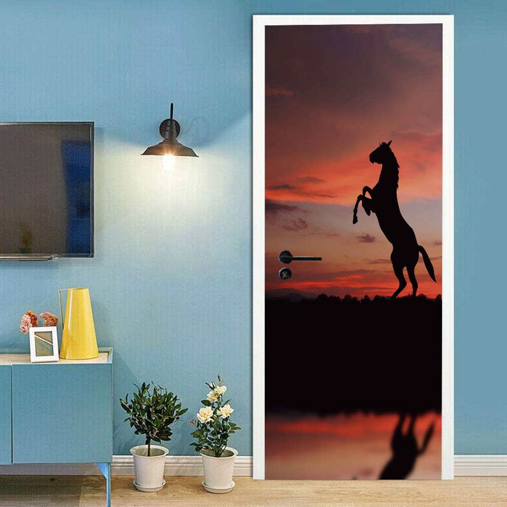 Sticker porte paysage de coucher de soleil pour décorer le salon ou un escalier