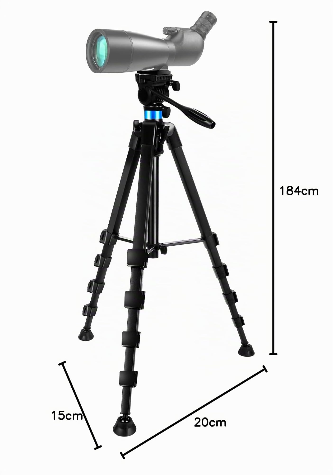 184 cm Trípode para Prismáticos, con Adaptador para Binoculares y 2 Placa de Montaje rápido, Compatible con Prismáticos/Telescopios Astronómicos/Telescopio Terrestre/Cámaras DSLR/ (Carga 10 kg)