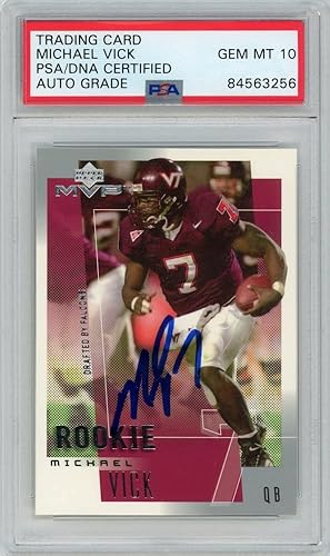 Michael Vick 2001 Upper Deck MVP Autograph Rookie Card #283 PSADNA 10