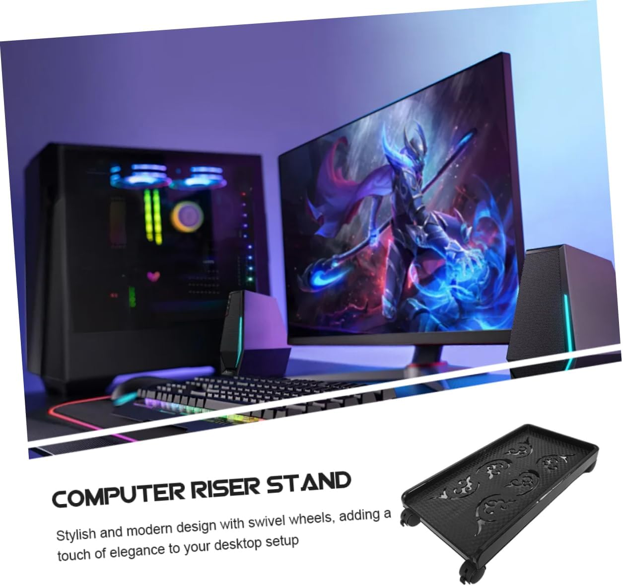 Mobile Stand Computer Floor Stand CPU Riser Under Desk Tower Swivel Locking Wheels