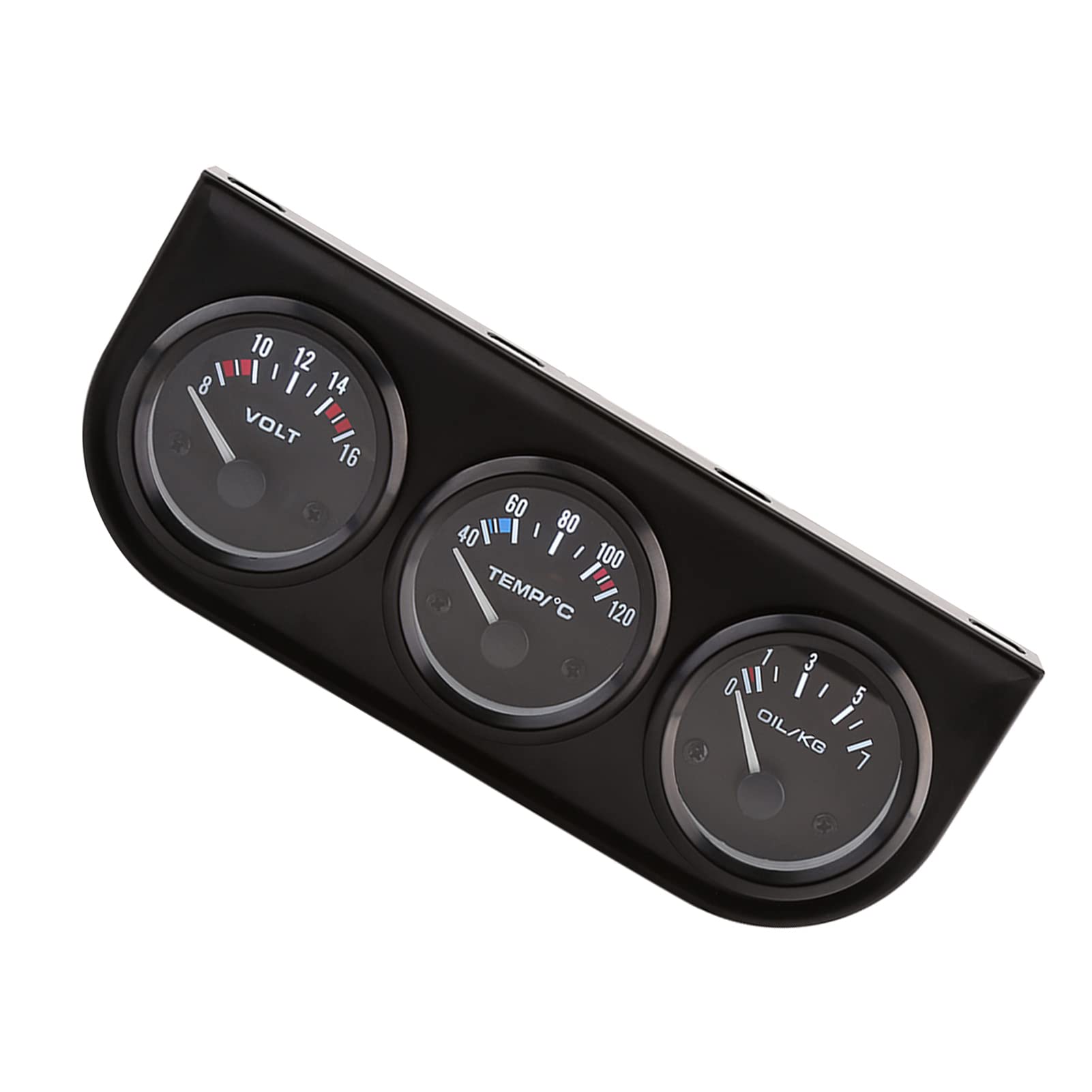Ausla Kit Triple Jauge, 52 Mm Triple Jauge 3 en 1 Voltmètre, Compteur de Pression D'huile à Température D'eau pour Voiture, Camion